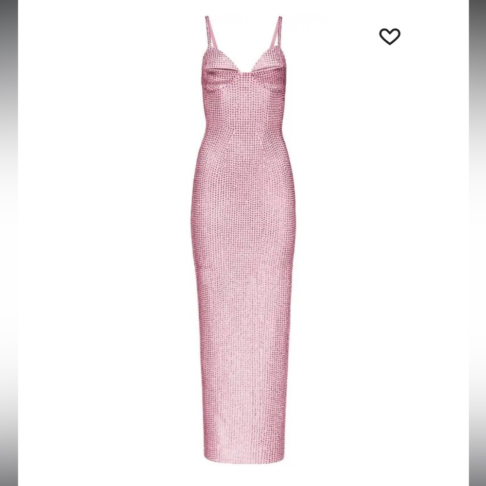 AREA PINK CRYSTAL EMBELLISHED GOWN DRESS